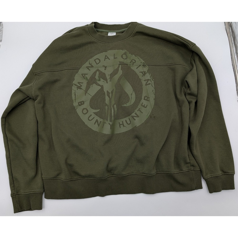 Disney The Mandalorian Bounty Hunter Graphic Sweatshirt Olive Green XL